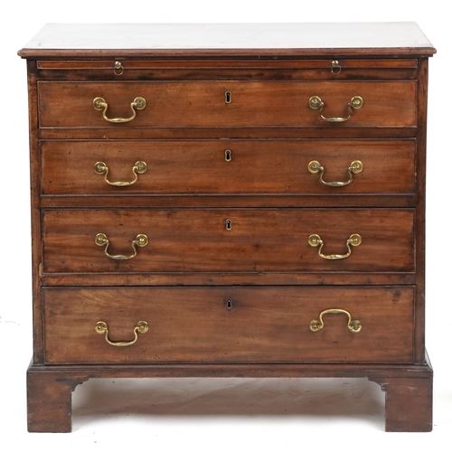  A George III mahogany bachelors chest of four graduated long drawers, on bracket feet, 80cm H x 84cm... 