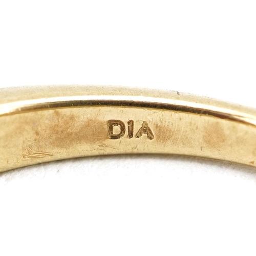 344 - A 9ct gold diamond half eternity ring with 'I love you' hidden message, total diamond weight approxi... 