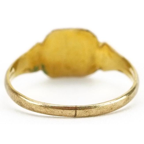 571 - A child's 9ct gold signet ring, size B/C, 0.5g.