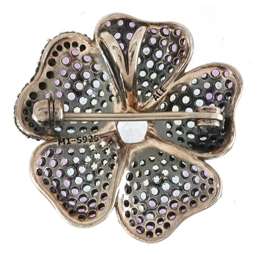  A Pandora silver Dazzling Glorious Bloom flower brooch pendant, 2.4cm in diameter, 4.5g, with box an... 