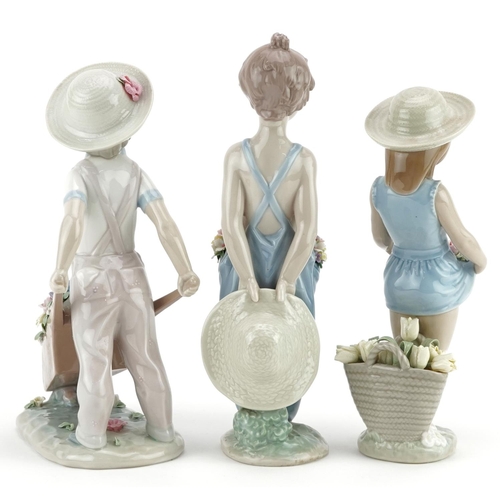 776 - Three Lladro figures of young children - Little Gardener 1283, Skirt Full of Flowers 8674 and Pocket... 