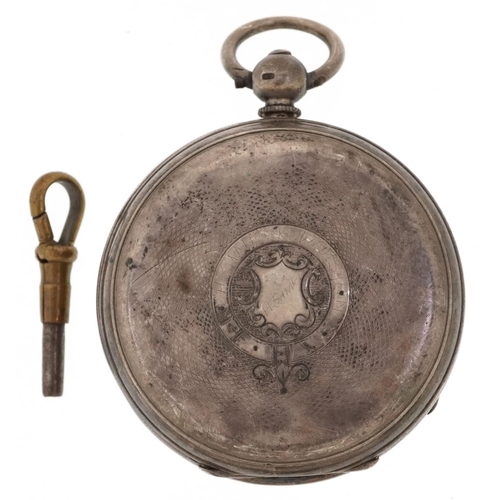 204 - L M Silverman, a Victorian gentlemen's silver key wind fusée open face pocket watch having enamelled... 