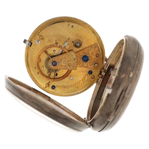 204 - L M Silverman, a Victorian gentlemen's silver key wind fusée open face pocket watch having enamelled... 