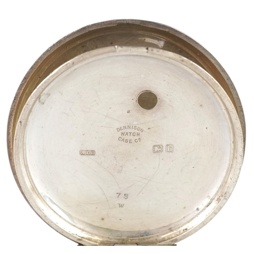 228 - Waltham, an Edwardian gentlemen's silver key wind open face pocket watch having enamelled and subsid... 