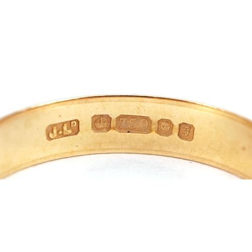 286 - An 18ct gold wedding band, size M, 2.8g.