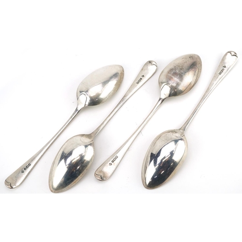  Martin, Hall & Co, a set of four George IV silver tablespoons, Sheffield 1911, 22.5cm in length, tot... 