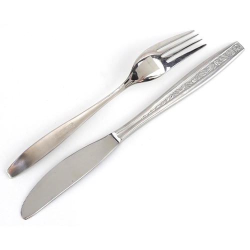 709 - A six place canteen of Valiant stainless steel cutlery, the canteen 38.5cm wide.