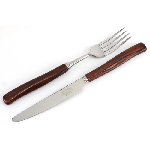 707 - A vintage Sanenwood canteen of stainless steel cutlery with wooden handles, the canteen 45.5cm wide.