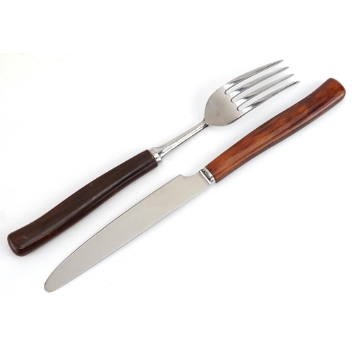 707 - A vintage Sanenwood canteen of stainless steel cutlery with wooden handles, the canteen 45.5cm wide.