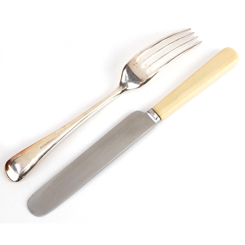  An Art Deco canteen of silver plated and stainless steel cutlery, the knives with ivorine handles, t... 