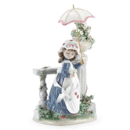 732 - A Lladro figure of a young girl holding an umbrella - Glorious Spring, 31cm high, with box, the box ... 