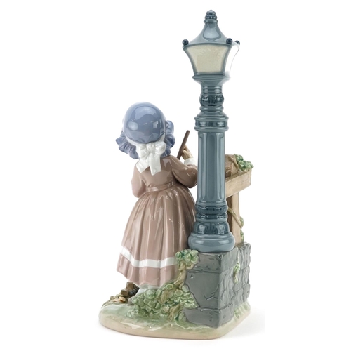 723 - A Lladro figure of a young girl sweeping leaves - Fall Clean Up, numbered 5286, 34cm high, with box.