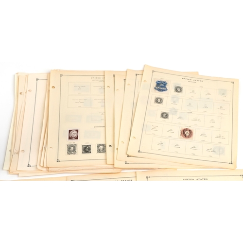 1524 - A large quantity of US stamps, some in albums and loose album sheets, many 19th century.