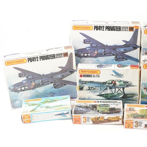 565 - A collection of Matchbox model kits with boxes including Monty's Caravan, Avro Lancaster, Dornier Do... 