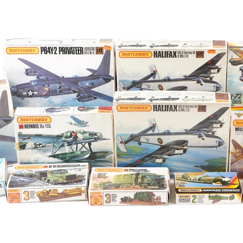 565 - A collection of Matchbox model kits with boxes including Monty's Caravan, Avro Lancaster, Dornier Do... 