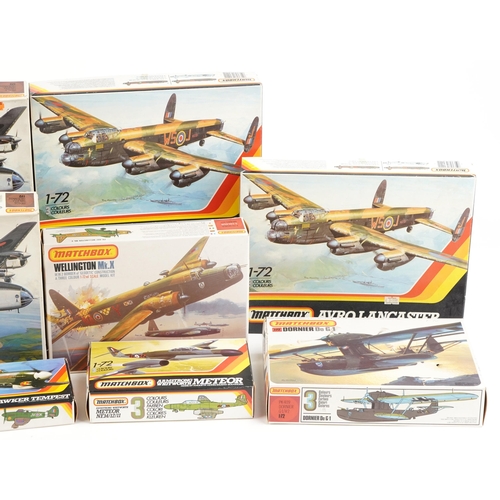 565 - A collection of Matchbox model kits with boxes including Monty's Caravan, Avro Lancaster, Dornier Do... 