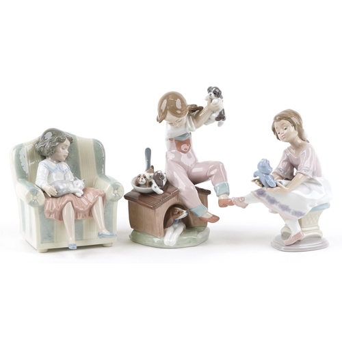 762 - Three Lladro figures of young children - Best Friend 7620, Pick of the Litter 7621 and Shhh... They ... 