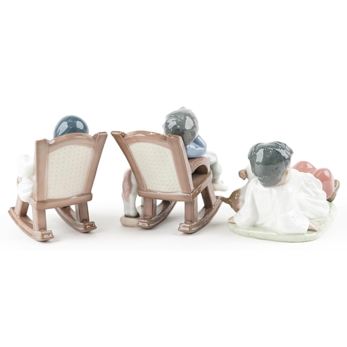 767 - Three Lladro figures of young children - Nap Time  5448, Taking Time 5988 and All Tuckered Out 5846,... 