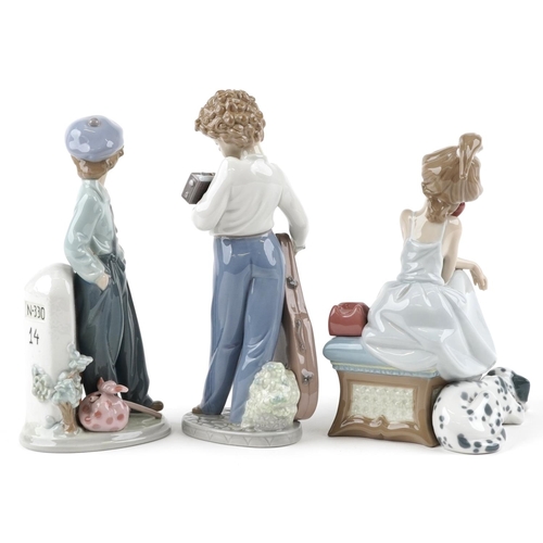 764 - Three Lladro figures of young children - Musically Inclined 5810, Chit-Chat 5466 and The Wanderer 54... 