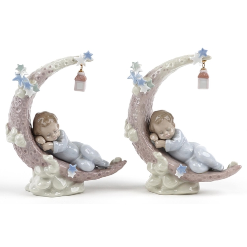 740 - Two Lladro figures of sleeping children on the moon - Heavenly Slumber each numbered 6479, each 17.5... 