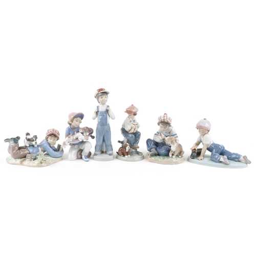 768 - Six Lladro figures of young children - My Best Friend 5401, Study Buddies 5451, All Aboard 7619, I H... 