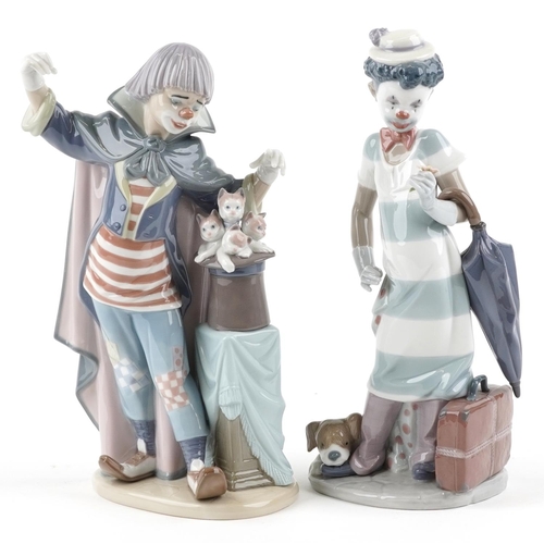 758 - Two Lladro figures of clowns - On the Move numbered 5838 and Circus Magic numbered 5892, the largest... 