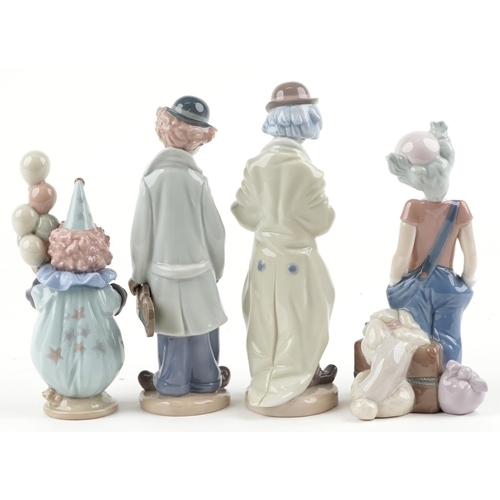 757 - Four Lladro figures of clowns - Sad Sax 5471, Circus Sam 5472, Destination Big Top 6245 and Littlest... 