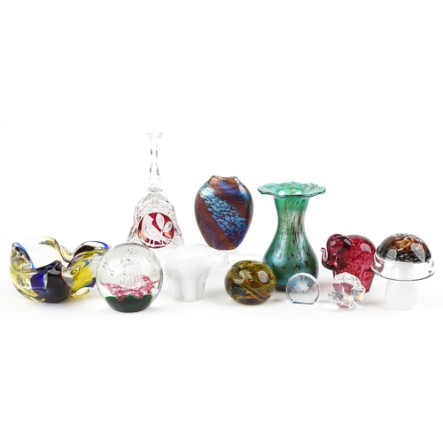 1296 - A group of various 20th century glassware items including two iridescent glass vases, the largest 16... 