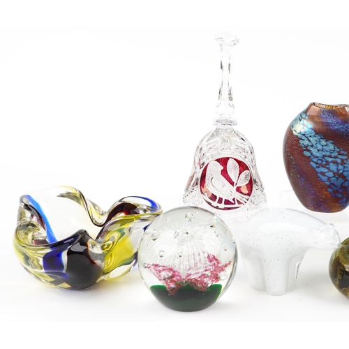 1296 - A group of various 20th century glassware items including two iridescent glass vases, the largest 16... 