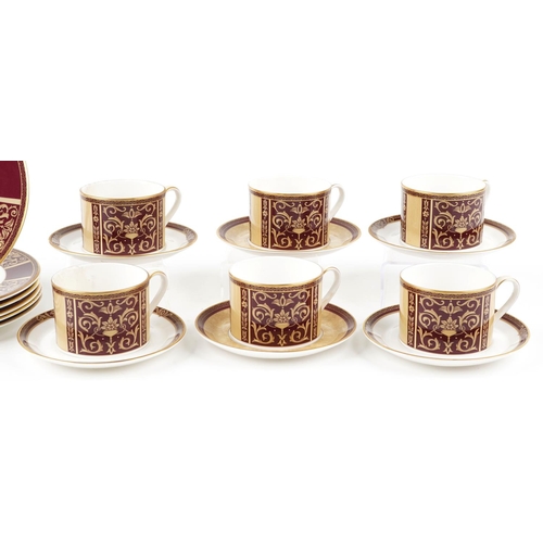 416 - A Royal Doulton Tennyson pattern six place tea set including cups, saucers and side plates.