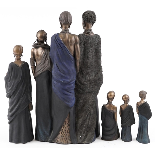 1361 - A group of five Soul Journeys resin figures of African tribeswomen, the largest 48cm high