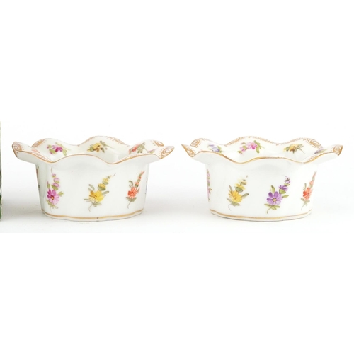 1355 - A pair of Austrian Art Nouveau pottery planters of square form decorated with flowers, 9cm high, tog... 