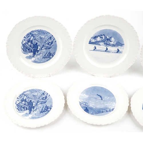 432 - A group of eight Wedgewood of Etruria & Barlaston transfer printed plates, variously decorated with ... 