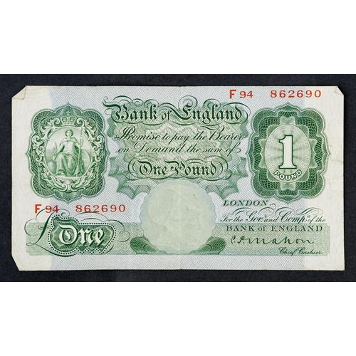 1507 - A Mahon 1925-1929 Bank of England green one pound note, serial number F94 862690.