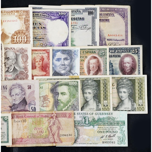 1500 - Vintage world bank notes to include Spain one thousand pesetas and Cyprus one pound.