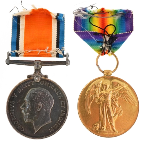 664 - British military World War I medal pair awarded to M2-194097.PTE.D.HUGHES.A.S.C..