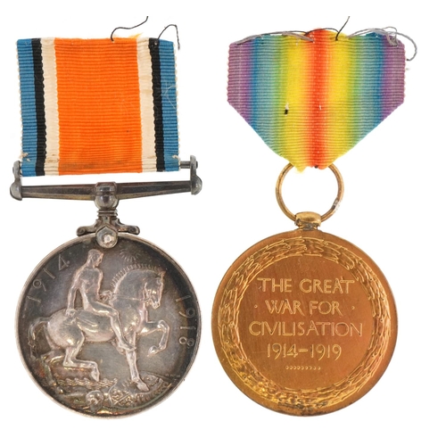 664 - British military World War I medal pair awarded to M2-194097.PTE.D.HUGHES.A.S.C..