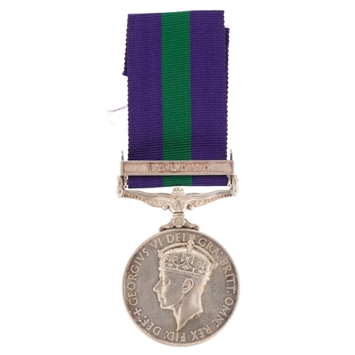 687 - British military George VI General Service medal with Malaya bar awarded to 21185107 SPR.G.JACKSON.R... 