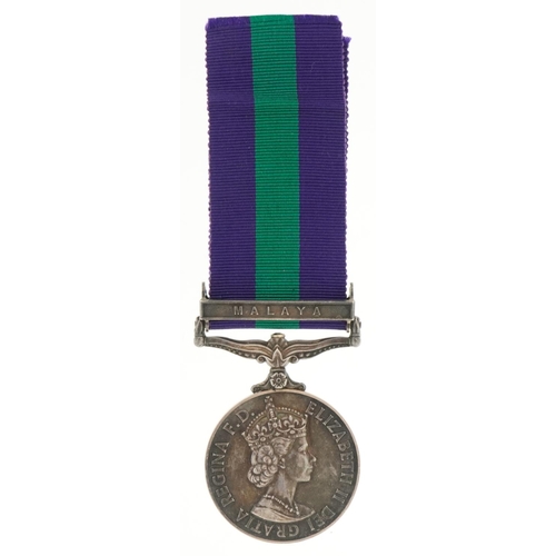 686 - A British military Elizabeth II General Service medal with Malaya bar awarded to 22833872 GNR.C.J.RO... 