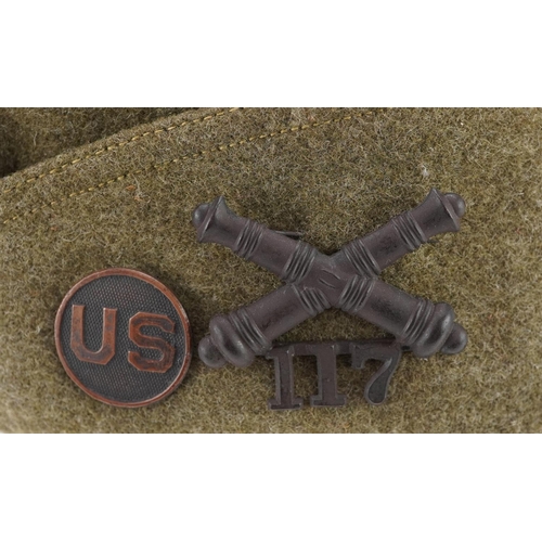 762 - An American military interest World War I 117 Gunner's sidecap.