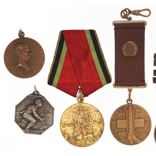 755 - Eight military interest medallions including French Rally Cyclist's Military, Field Marshal Lord Rob... 