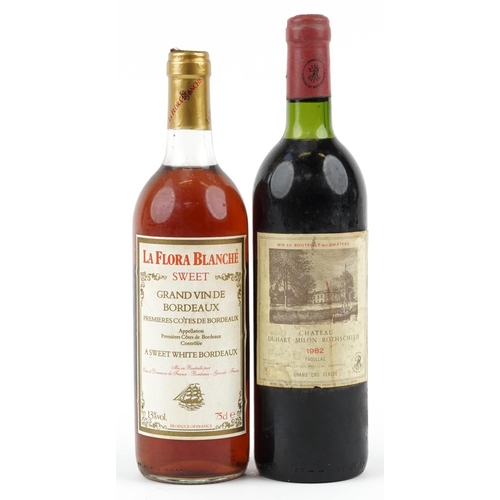 391 - Two bottles of wine comprising 1982 Château Duhart-Milon-Rothschild and La Flora Blanche Sweet Grand... 