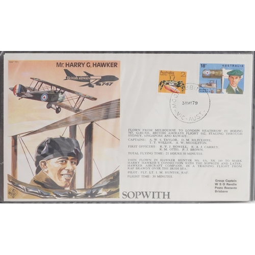 1526 - A collection of military aviation interest first day covers arranged in an album.