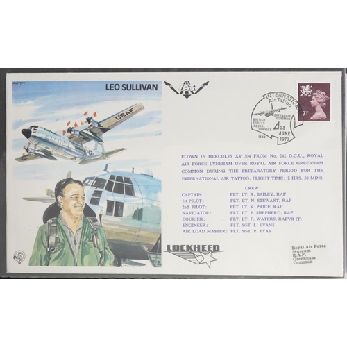 1526 - A collection of military aviation interest first day covers arranged in an album.