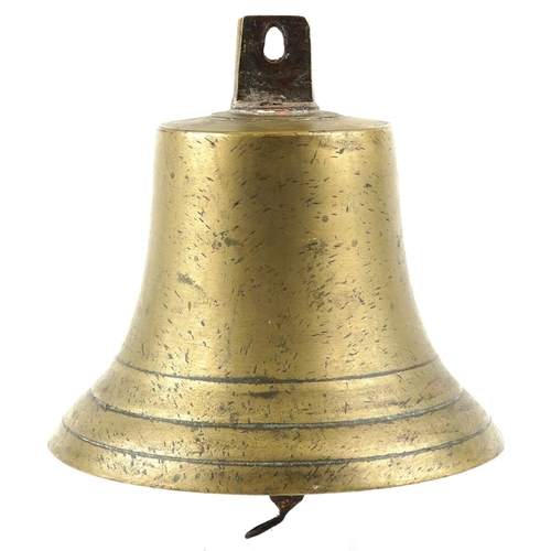  A large bronze 20th century naval interest ship's bell engraved BANKA 1948, 28cm high x 30cm in diam... 