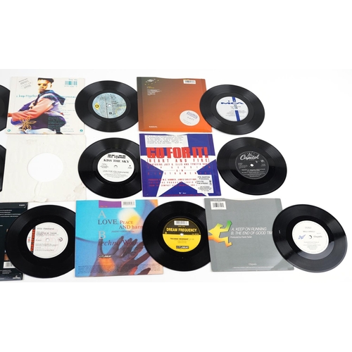 472 - Ten promotional 45rpm vinyl records comprising Rookie 5 'Go For It', ASK 'Dream', David Grant 'Keep ... 