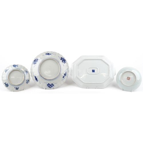 249 - Asian porcelain including Japanese Imari charger and a Chinese porcelain plate hand painted with a p... 