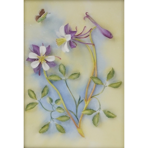 413 - A Connoisseur of Malvern Shakespeare's Flowers, Columbines fine bone china wall plaque by Diane M. L... 