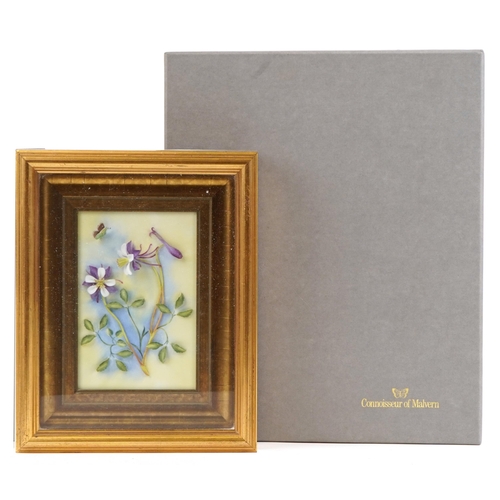 A Connoisseur of Malvern Shakespeare's Flowers, Violets, fine bone china wall plaque by Diane M.Lewis editioned 75/100, 30cm x 24cm, boxed.