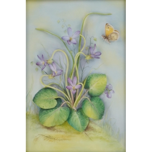  A Connoisseur of Malvern Shakespeare's Flowers, Violets, fine bone china wall plaque by Diane M.Lewi... 